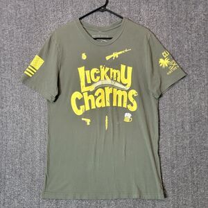 Grunt Style T-Shirt Mens L Green Lick My Charms Logo USA Patriot American Tee